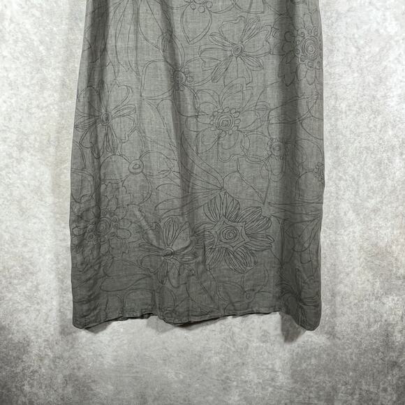La Fée Maraboutée Roanne Dress Womens S Gray Floral Linen Sleeveless Vacation - Picture 4 of 11